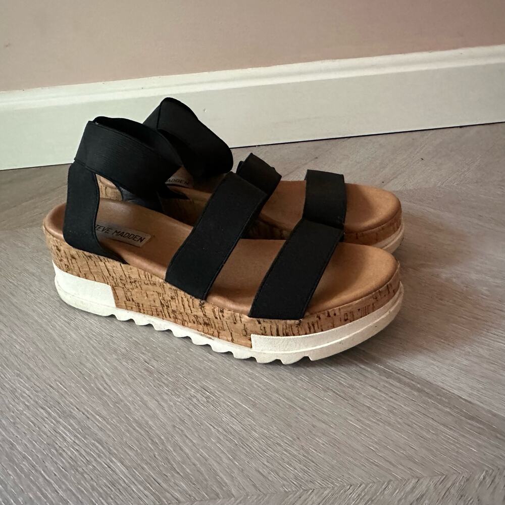 Steve Madden Bandi Platform Sandals Elastic Cork … - image 1